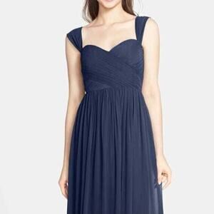Jenny Yoo Collection Dress Chiffon Blue Knee Length Sz 12 Fairy Bridesmaid Prom